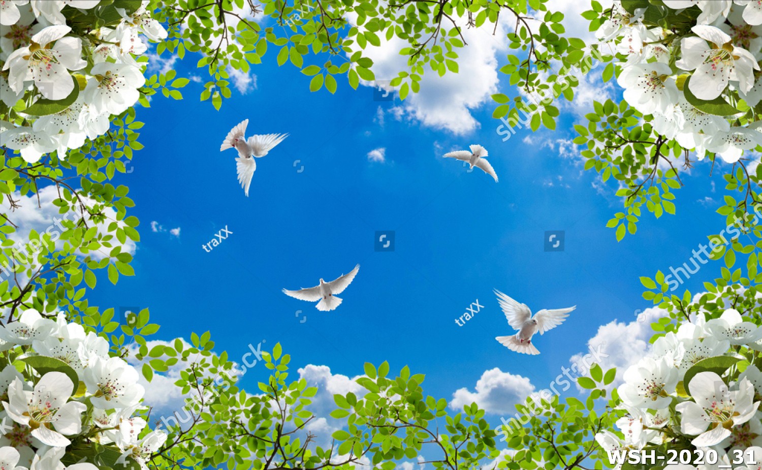 Dán trần trời xanh và hoa WSH-2020_31